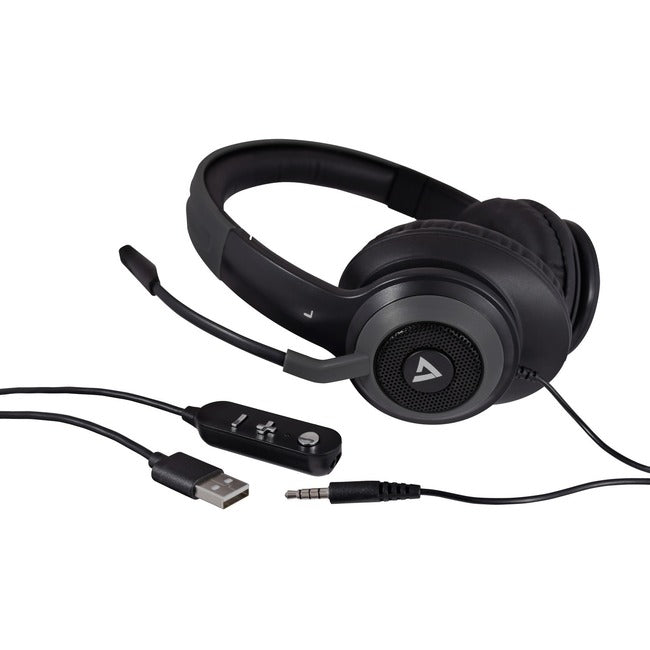 Premium Overear Headset W/Mic,3.5Mm/Usb-A Cntrl 1.8M Cabl Gry/Blk
