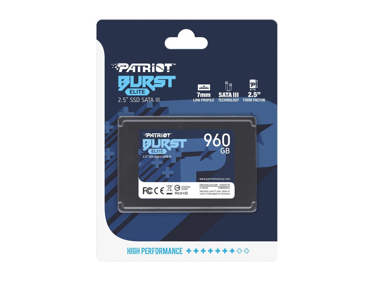 Patriot Burst Elite 2.5" 960Gb Sata Iii Internal Solid State Drive (Ssd) Pbe960Gs25Ssdr