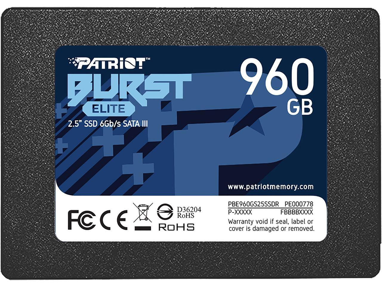 Patriot Burst Elite 2.5" 960Gb Sata Iii Internal Solid State Drive (Ssd) Pbe960Gs25Ssdr