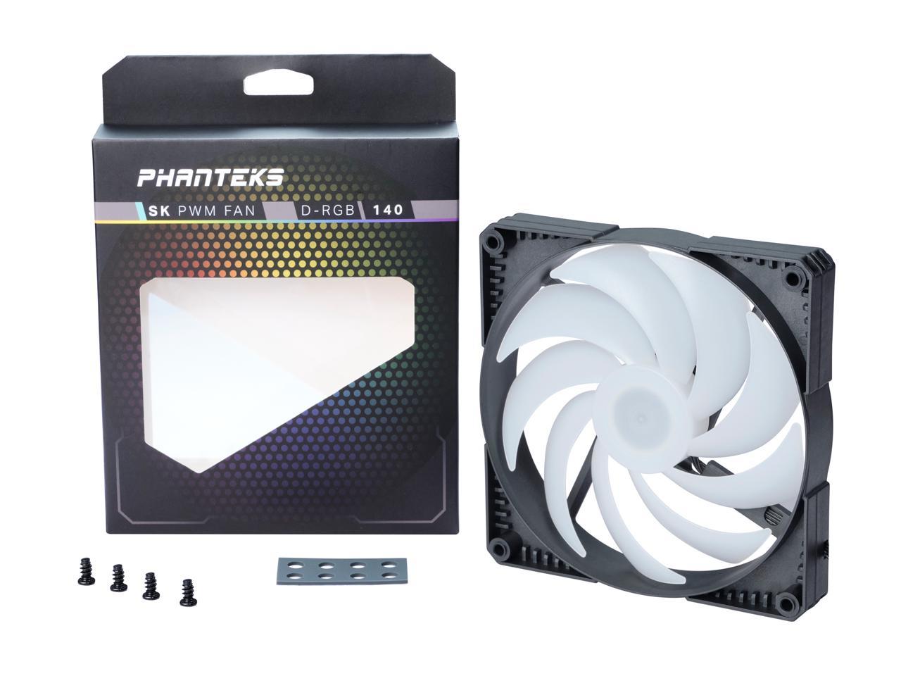 Phanteks Sk140 Drgb Pwm Fan - 140Mm Fan, High Airflow Nine-Blade Design, Drgb Lighting, Rubber Dampening Washers - Black Single Pack