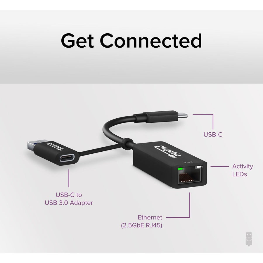 Plugable 2.5G Usb C And Usb To Ethernet Adapter - 2-In-1 Adapter