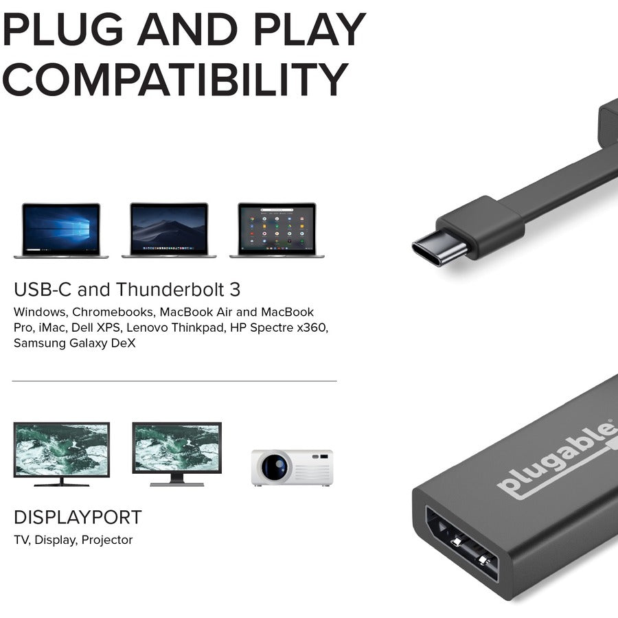 Plugable Usbc-Tdp Usb C To Dp,Adapter 4K 60Hz