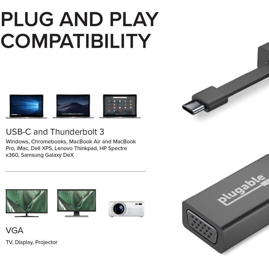 Plugable Usbc-Tvga Usb C To Vga,Adapter