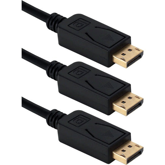 Qvs 3-Pack 10Ft Displayport Digital A/V Ultrahd 4K Black Cable With Latches