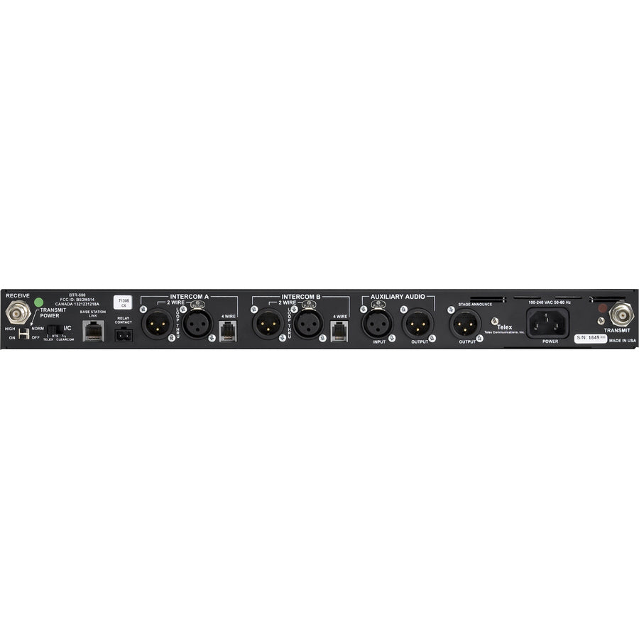 RTS Two-Channel UHF Synthesized Wireless Intercom Base Station BTR-800