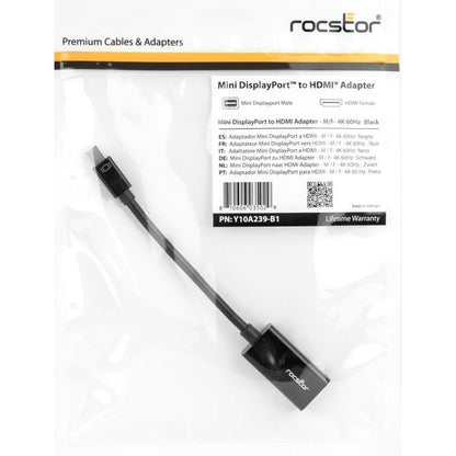 Rocstor Mini Displayport To Hdmi Adapter - 4K Mdp To Hdmi Converter - Uhd 4K 60Hz