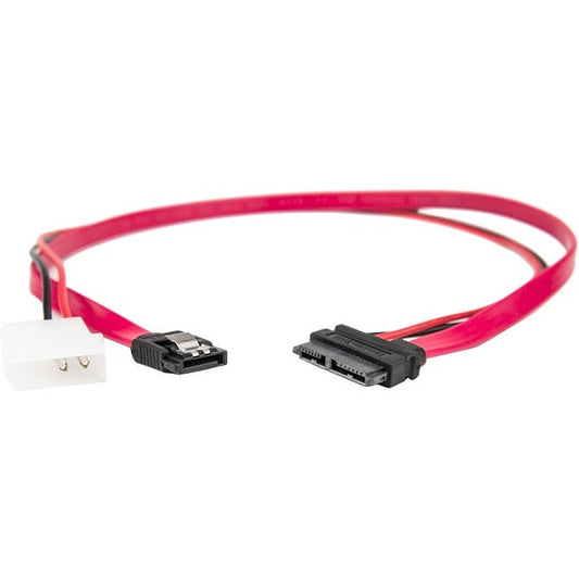 Rocstor Premium 20In / 50Cm Slimline Sata To Sata With Lp4 Power Cable Adapter - 20 W/ Lp4 Power Cable Adapter - Red