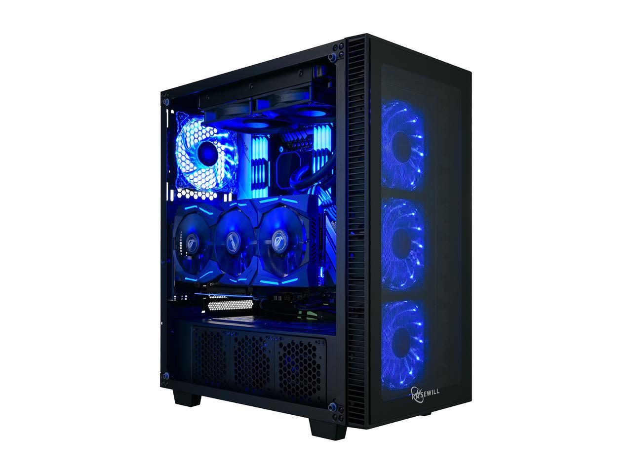 Rosewill Atx Mid Tower Gaming Pc Computer Case With Blue Led Fans - Cullinan Mx-Blue