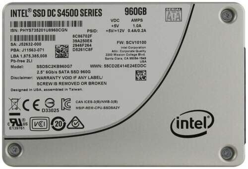 S4500 960Gb Sata Ssd 6G 2.5,S4500 960Gb Sata Ssd 6G 2.5