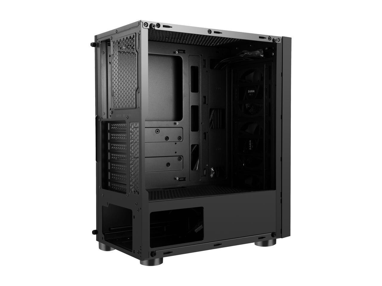 Sama Sama-3D Black Steel / Tempered Glass Atx Mid Tower Computer Case