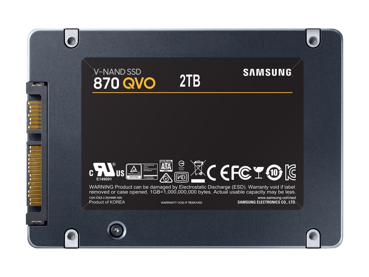 Samsung 870 Qvo Series 2.5" 2Tb Sata Iii Samsung 4-Bit Mlc V-Nand Internal Solid State Drive (Ssd) Mz-77Q2T0B/Am