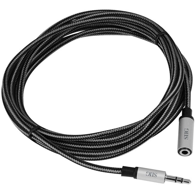 Siig Woven Fabric Braided 3.5Mm Stereo Aux Cable (M/F) - 3M