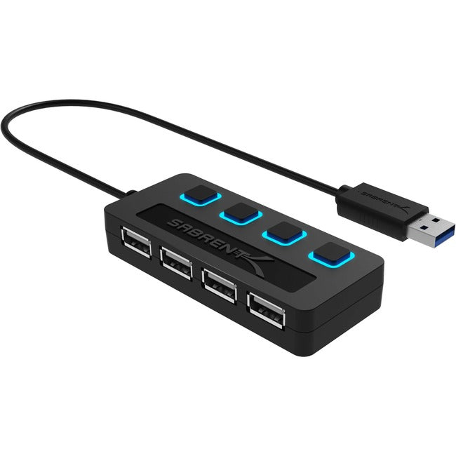 Sabrent 4-Port Usb 2.0 Hub With Power Switches | Black