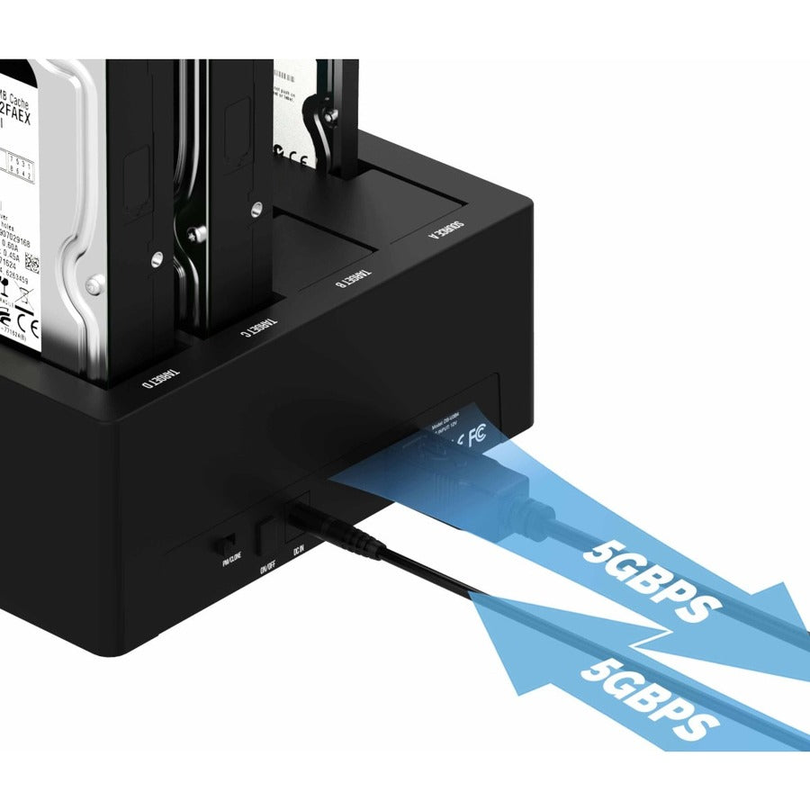 Sabrent DS-U3B4 Drive Dock SATA - USB 3.0 Host Interface External - Bl