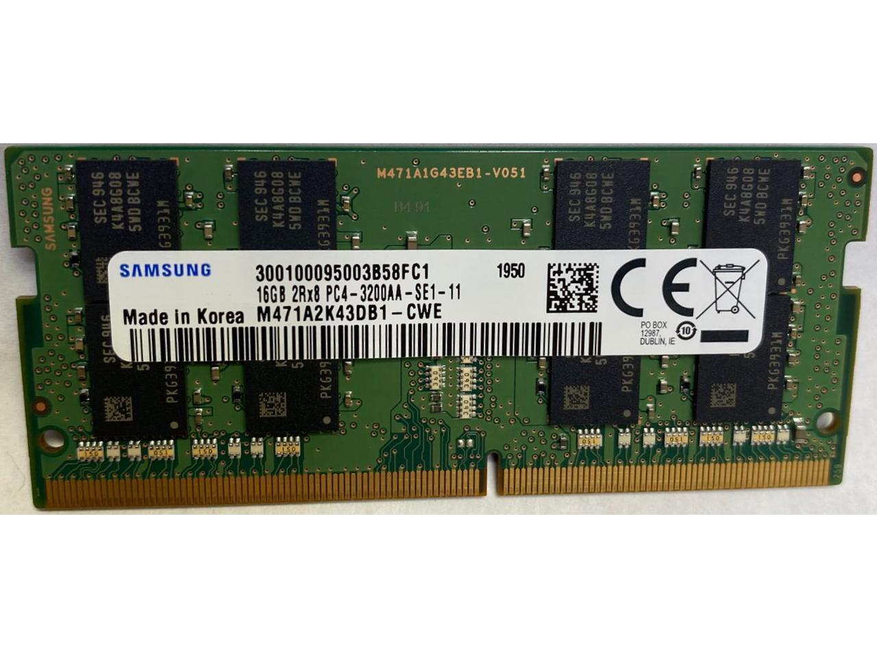 Samsung 16Gb Ddr4 3200Mhz Pc4-25600 1.2V 2Rx8 260-Pin Sodimm