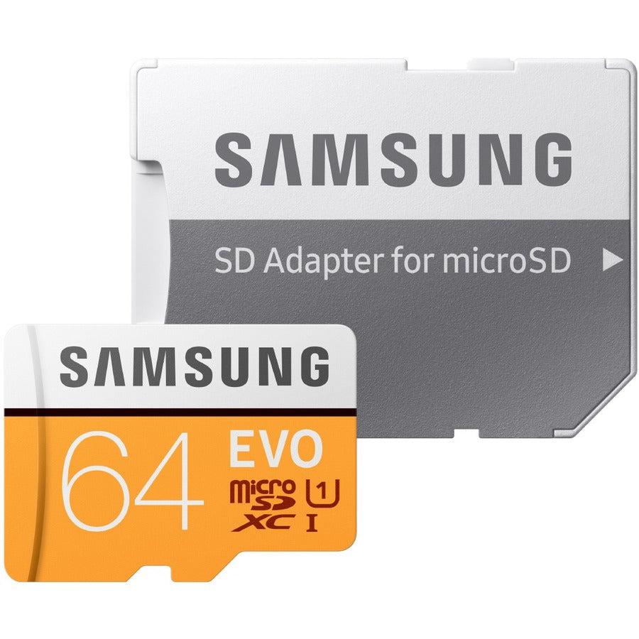 Samsung 64Gb Evo Microsdxc Memory Card W/ Adapter, Retail