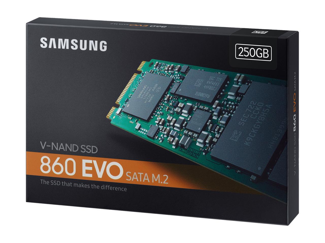 Samsung 860 Evo Series 250Gb M.2 2280 Sata3 Solid State Drive, Retail (Samsung V-Nand 3Bit Mlc)