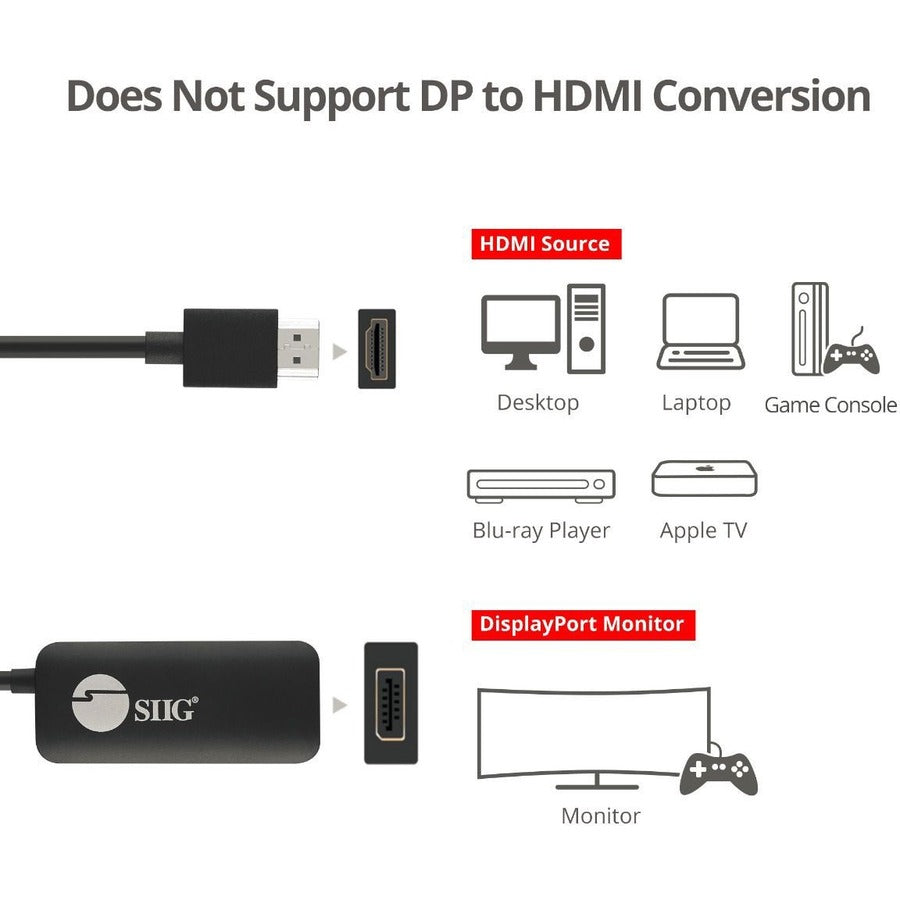 Siig Hdmi To Displayport 1.2 4K 60Hz Converter Adapter