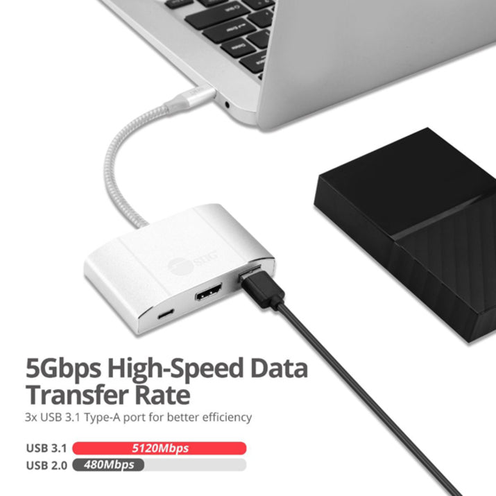 Siig Usb 3.1 Type-C Hub With Hdmi & Pd Charging Adapter - 4K Ready