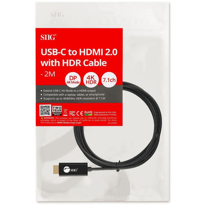 Siig Usb-C To 4K60Hz Hdr Hdmi 2.0 Active Cable - 2M