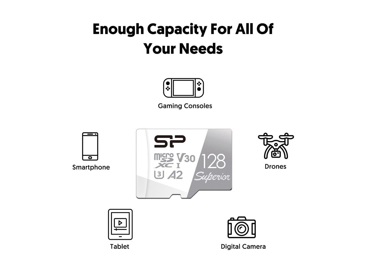 Silicon Power 128Gb Superior Microsdxc Uhs-I (U3), V30 4K A2 Memory Card With Adapter (Su128Gbstxda2V20Ab)