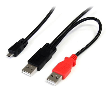 Startech.Com 1 Ft Usb Y Cable For External Hard Drive - Dual Usb A To Micro B