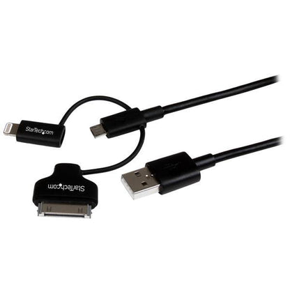 Startech.Com 1 M (3 Ft.) 3 In 1 Charging Cable - Multi Usb To Lightning Or 30-Pin Dock Or