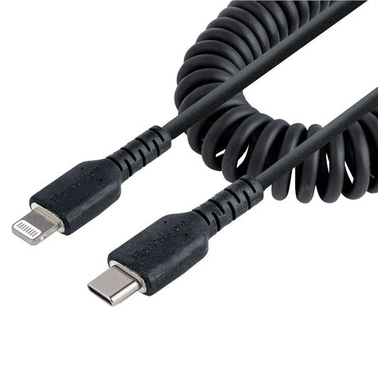 Startech.Com 1M (3Ft) Usb C To Lightning Cable, Mfi Certified, Coiled Iphone Charger Cable, Black,