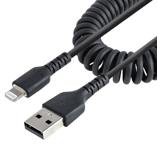 Startech.Com 1M (3Ft) Usb To Lightning Cable, Mfi Certified, Coiled Iphone Charger Cable, Black,
