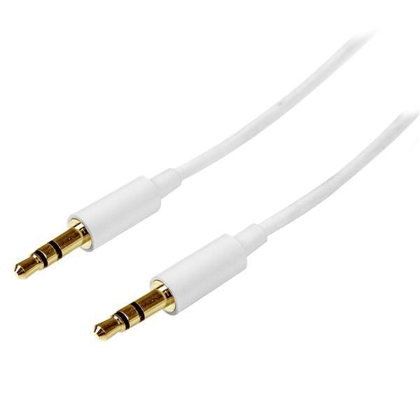 Startech.Com 1M White Slim 3.5Mm Stereo Audio Cable - Male To Male