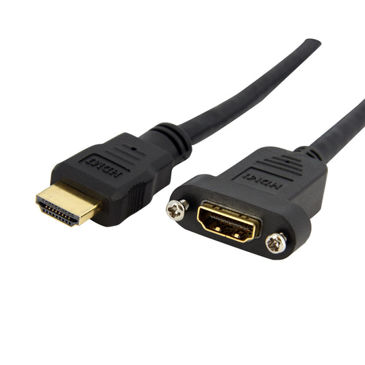 Startech.Com 3Ft Hdmi Female To Male Adapter, 4K High Speed Panel Mount Hdmi Cable, 4K 30Hz Uhd