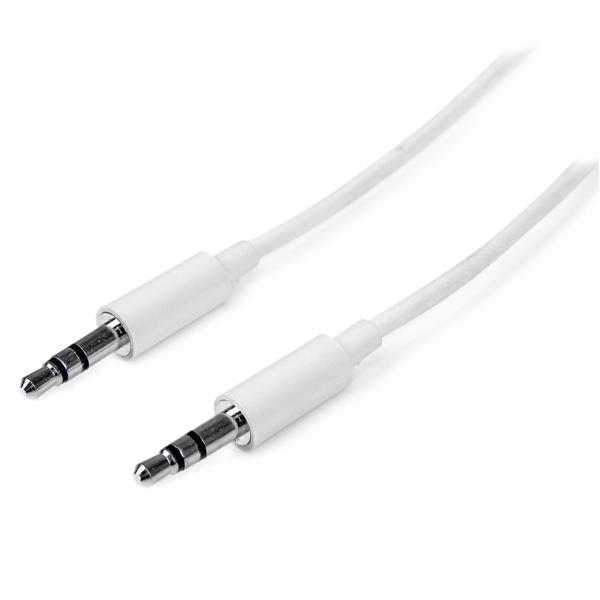 Startech.Com 3M White Slim 3.5Mm Stereo Audio Cable - Male To Male