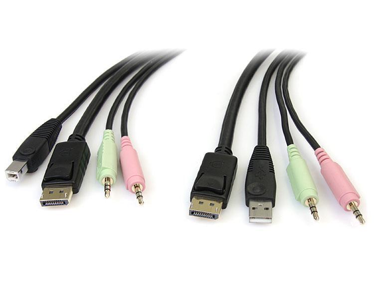 Startech.Com 6Ft 4-In-1 Usb Displayport Kvm Switch Cable W/ Audio & Microphone