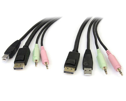 Startech.Com 6Ft 4-In-1 Usb Displayport Kvm Switch Cable W/ Audio & Microphone