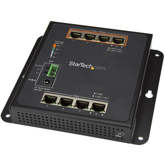 Startech.Com 8-Port (4 Poe+) Gigabit Ethernet Switch - Managed - Wall Mount With Front Access