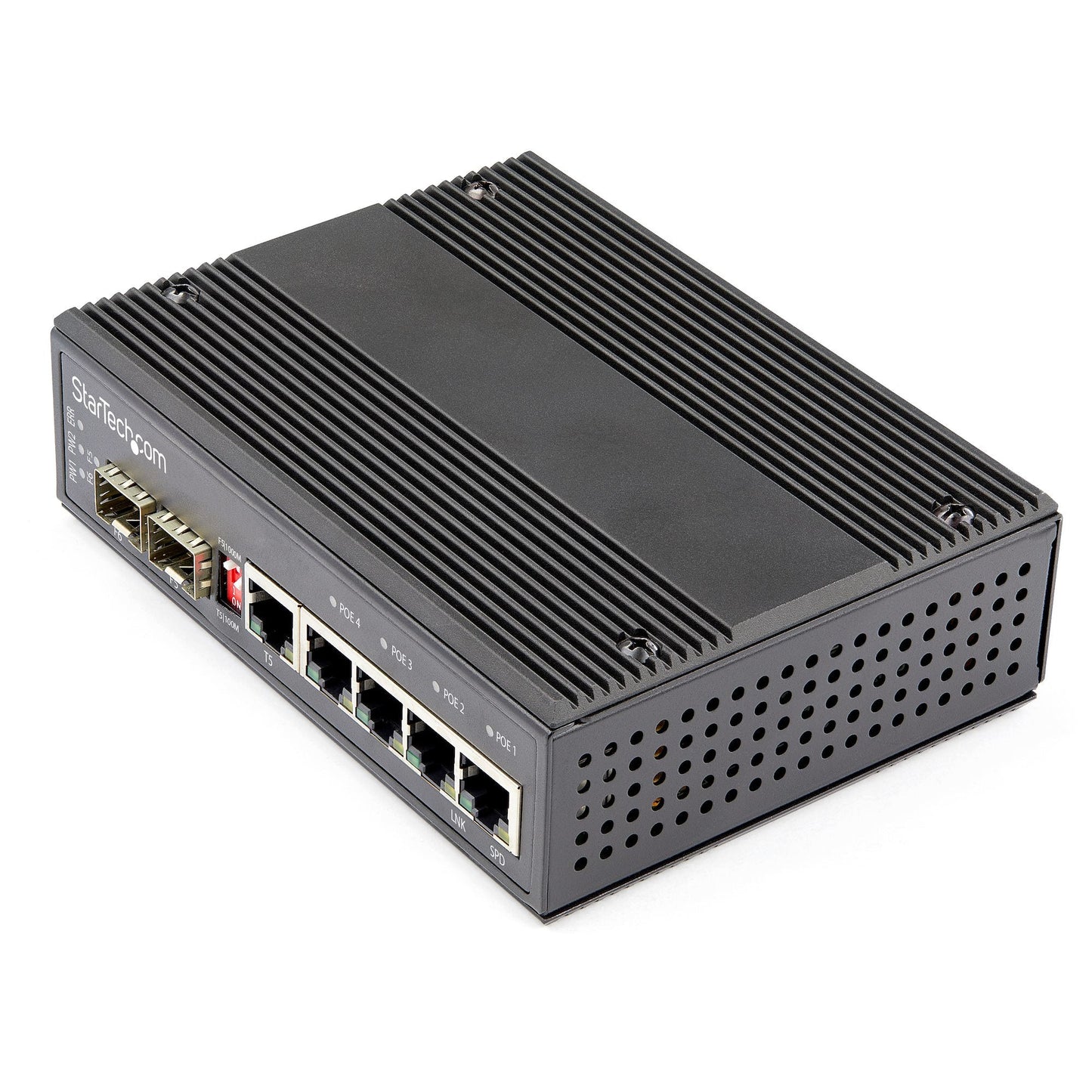 Startech.Com Industrial 5 Port Gigabit Ethernet Switch - 4 Poe Rj45 +2 Sfp Slots 30W Poe+ 12-48Vdc