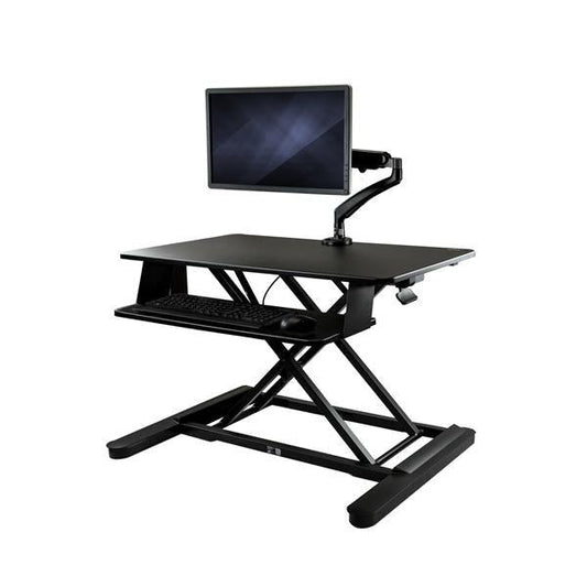 Startech.Com Sit-Stand Desk Converter With Monitor Arm - 35” Wide Work Surface - For Up To 26" Monitor