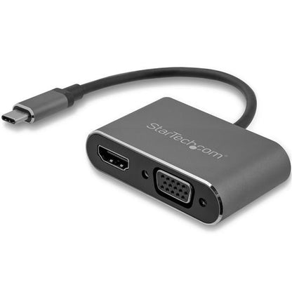 Startech.Com Usb-C To Vga And Hdmi Adapter - 2-In-1 - 4K 30Hz - Space Gray