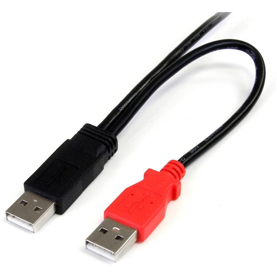 Startech.Com 1 Ft Usb Y Cable For External Hard Drive - Dual Usb A To Micro B