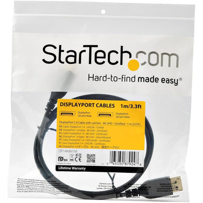 Startech.Com 1 M Vesa Certified Displayport 1.4 Cable - 8K 60Hz Hbr3 Hdr - 3 Ft Super Uhd