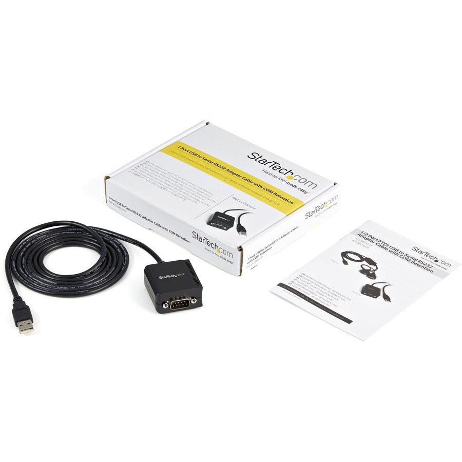 Startech.Com 1 Port Ftdi Usb To Serial Rs232 Adapter Cable With Com Retention