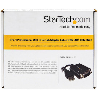 Startech.Com 1 Port Professional Usb To Serial Adapter Cable With Com Retention