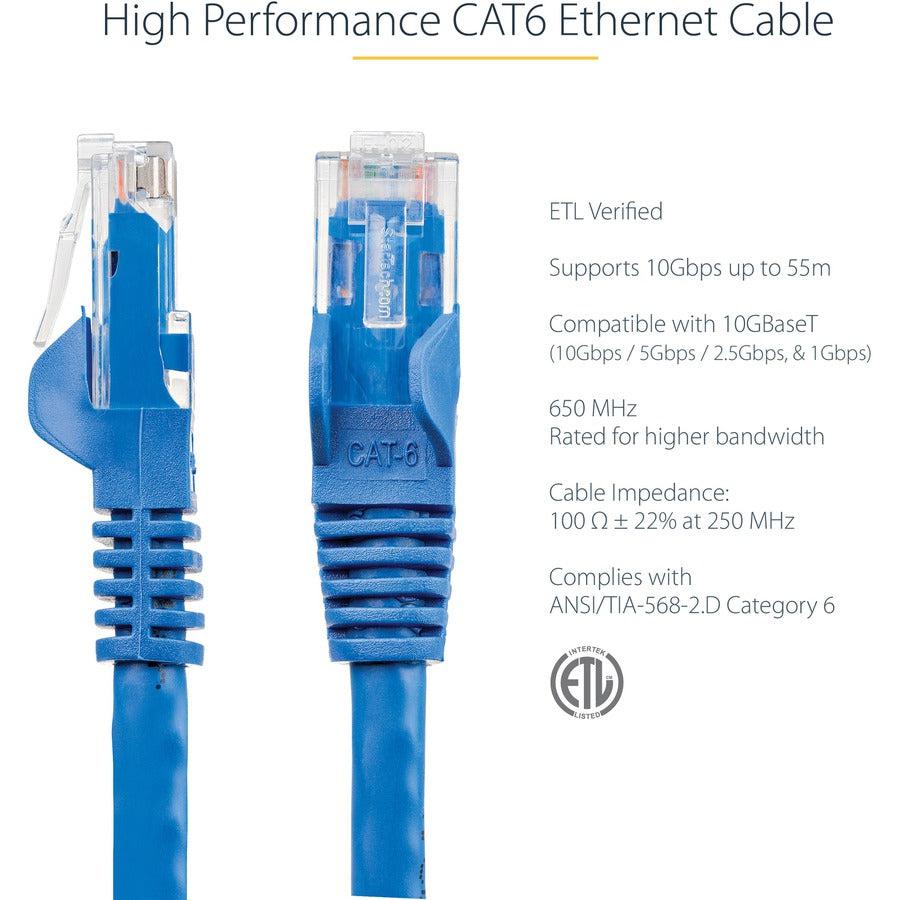 Startech.Com 10Ft Cat6 Ethernet Cable - Blue Cat 6 Gigabit Ethernet Wire -650Mhz 100W Poe Rj45 Utp N6Patch10Bl