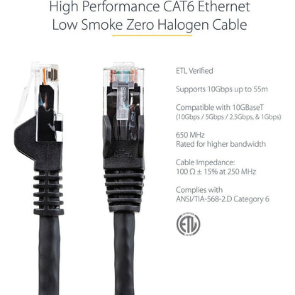 Startech.Com 125Ft Cat6 Ethernet Cable - Black Cat 6 Gigabit Ethernet Wire -650Mhz 100W Poe Rj45 Utp