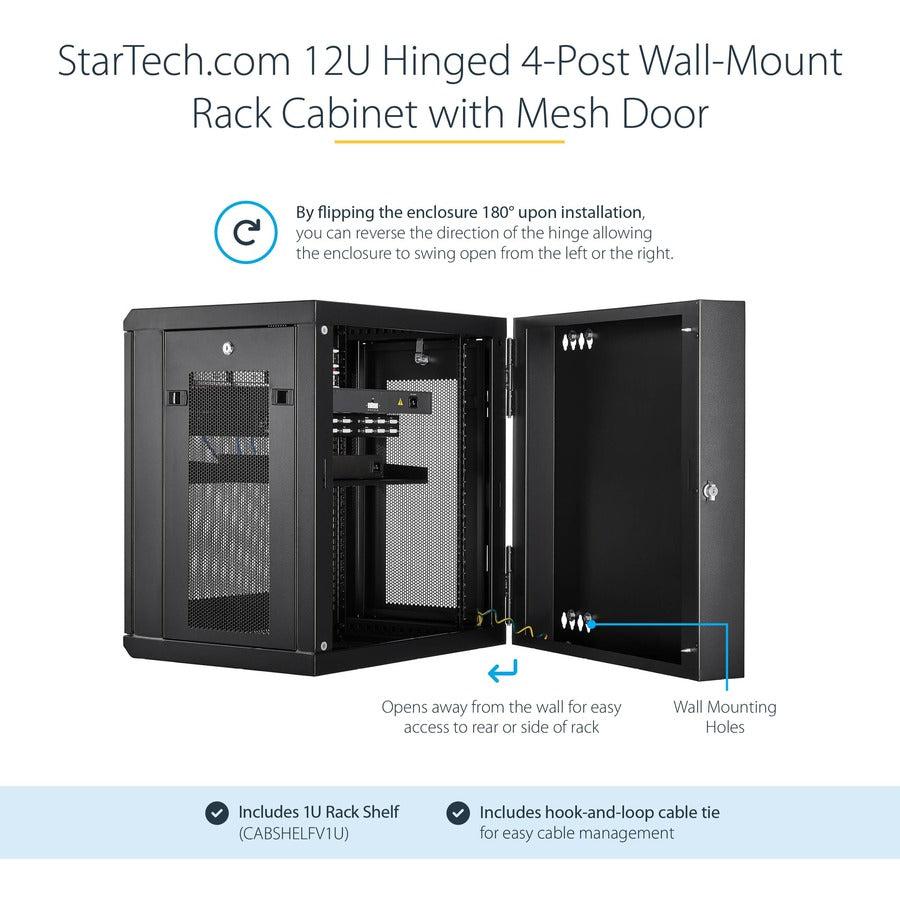 Startech.Com 12U 19" Wall Mount Network Cabinet - 16" Deep Hinged Locking It Network Switch Depth