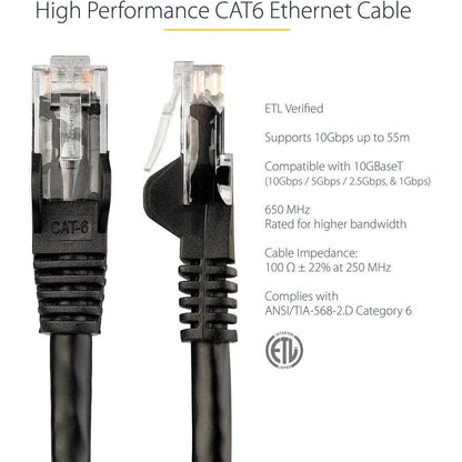 Startech.Com 14Ft Cat6 Ethernet Cable - Black Cat 6 Gigabit Ethernet Wire -650Mhz 100W Poe Rj45