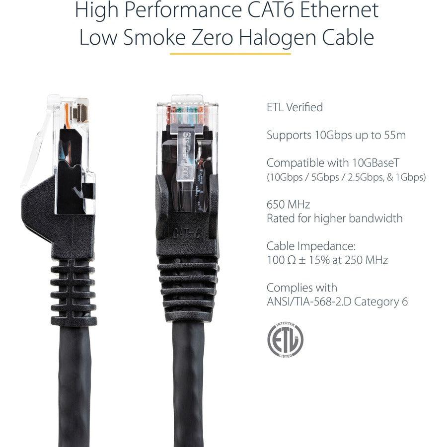 Startech.Com 15Ft (4.6M) Cat6 Ethernet Cable - Lszh (Low Smoke Zero Halogen) - 10 Gigabit 650Mhz N6Lpatch15Bk