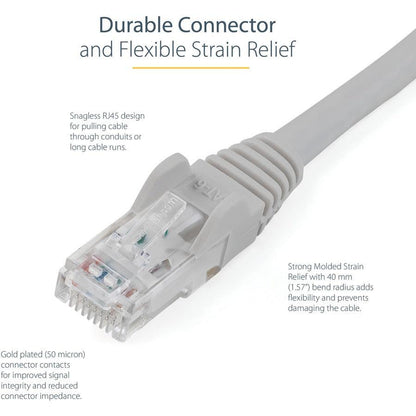 Startech.Com 15Ft Cat6 Ethernet Cable - Gray Cat 6 Gigabit Ethernet Wire -650Mhz 100W Poe Rj45 Utp N6Patch15Gr