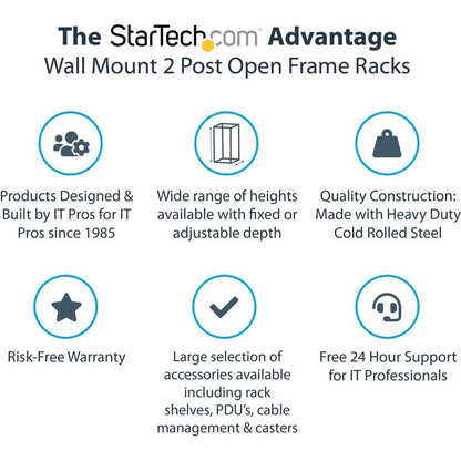 Startech.Com 15U 19" Wall Mount Network Rack - 12" Deep 2 Post Open Frame Server Room Rack For