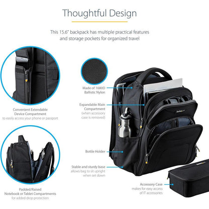 Startech.Com 15.6" Laptop Backpack With Removable Accessory Organizer Case - Professional It Tech